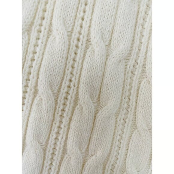St Johns Bay Woman's 3X Ivory Cable Knit Sweater Cotton V Neck Long Sleeve - Picture 2 of 2
